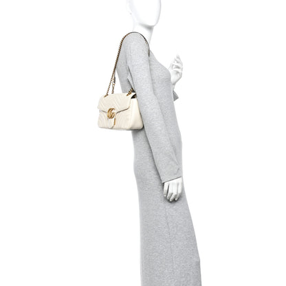 Gucci Calfskin Matelasse Small GG Marmont Shoulder Bag White 2 of 11