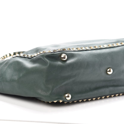 Valentino Garavani Vitello Medium Rockstud Tote Green 8 of 9