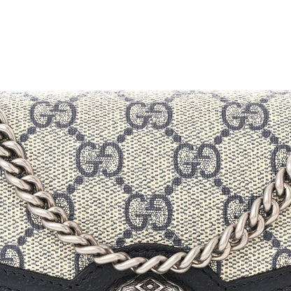 Gucci GG Supreme Monogram Textured Dollar Calfskin Mini Dionysus Chain Wallet Beige Blue 10 of 12