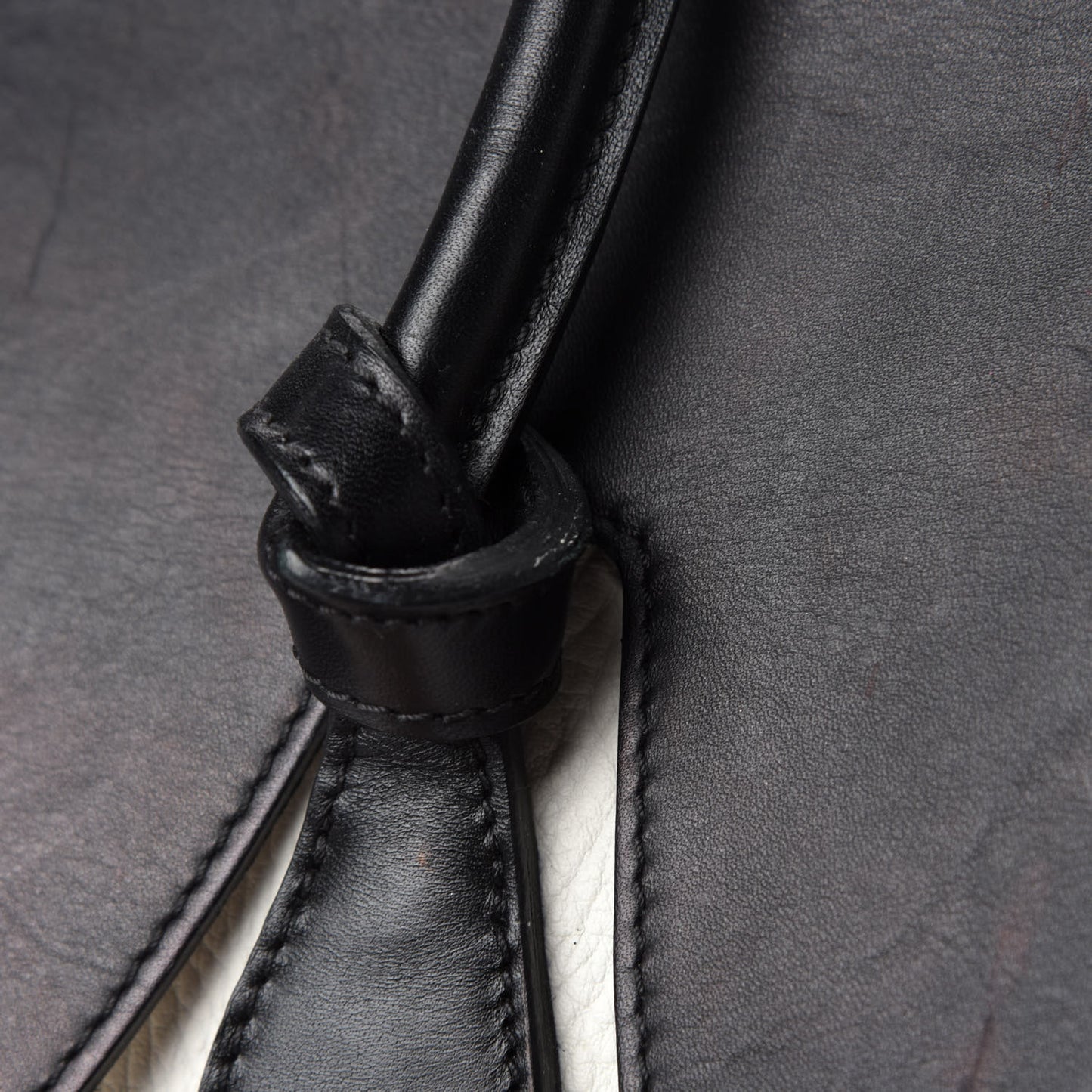 Elephant Calfskin Bi-Color Small Tie Knot Tote White Black