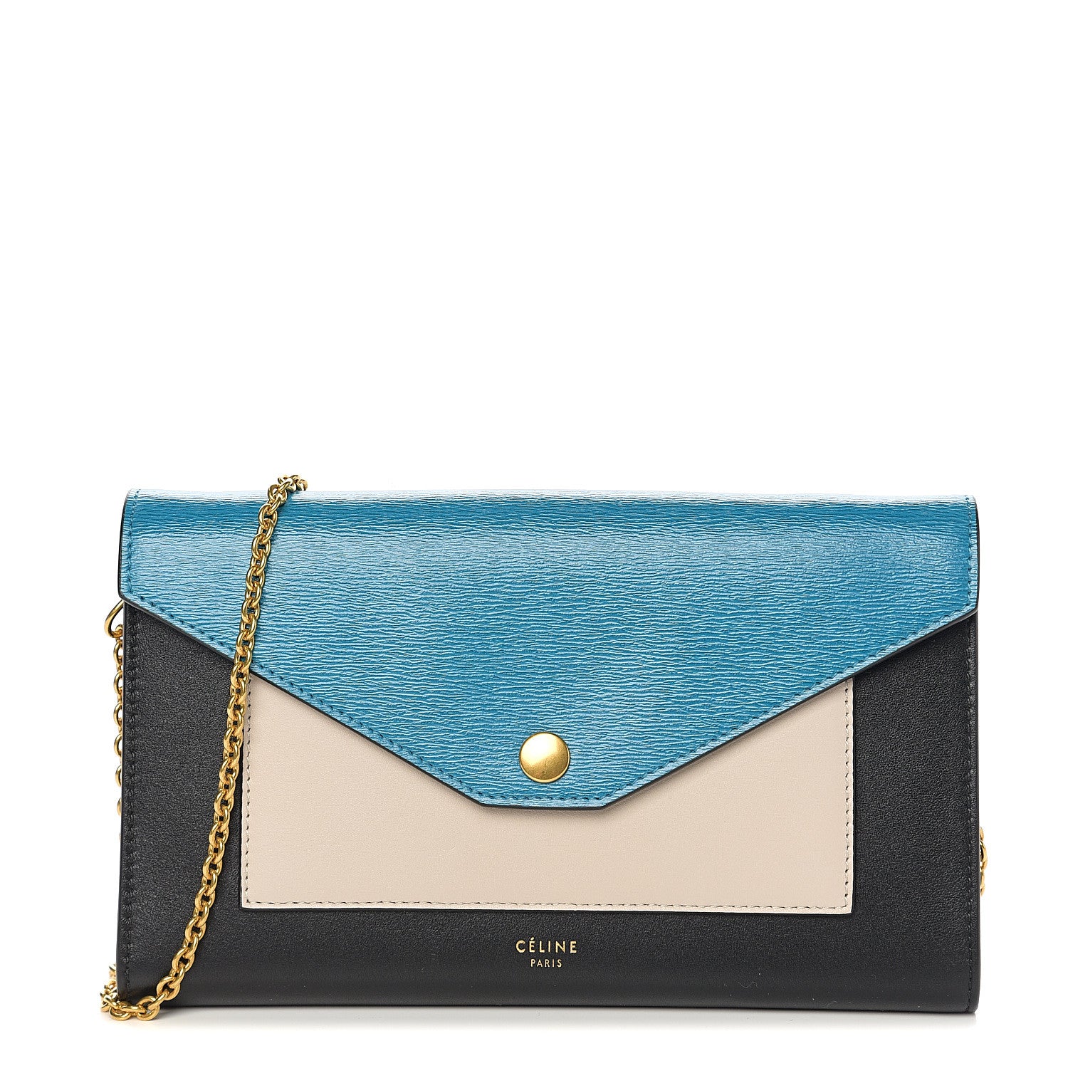 Celine Shiny Calfskin Clutch On A Chain Multicolor 1 of 9