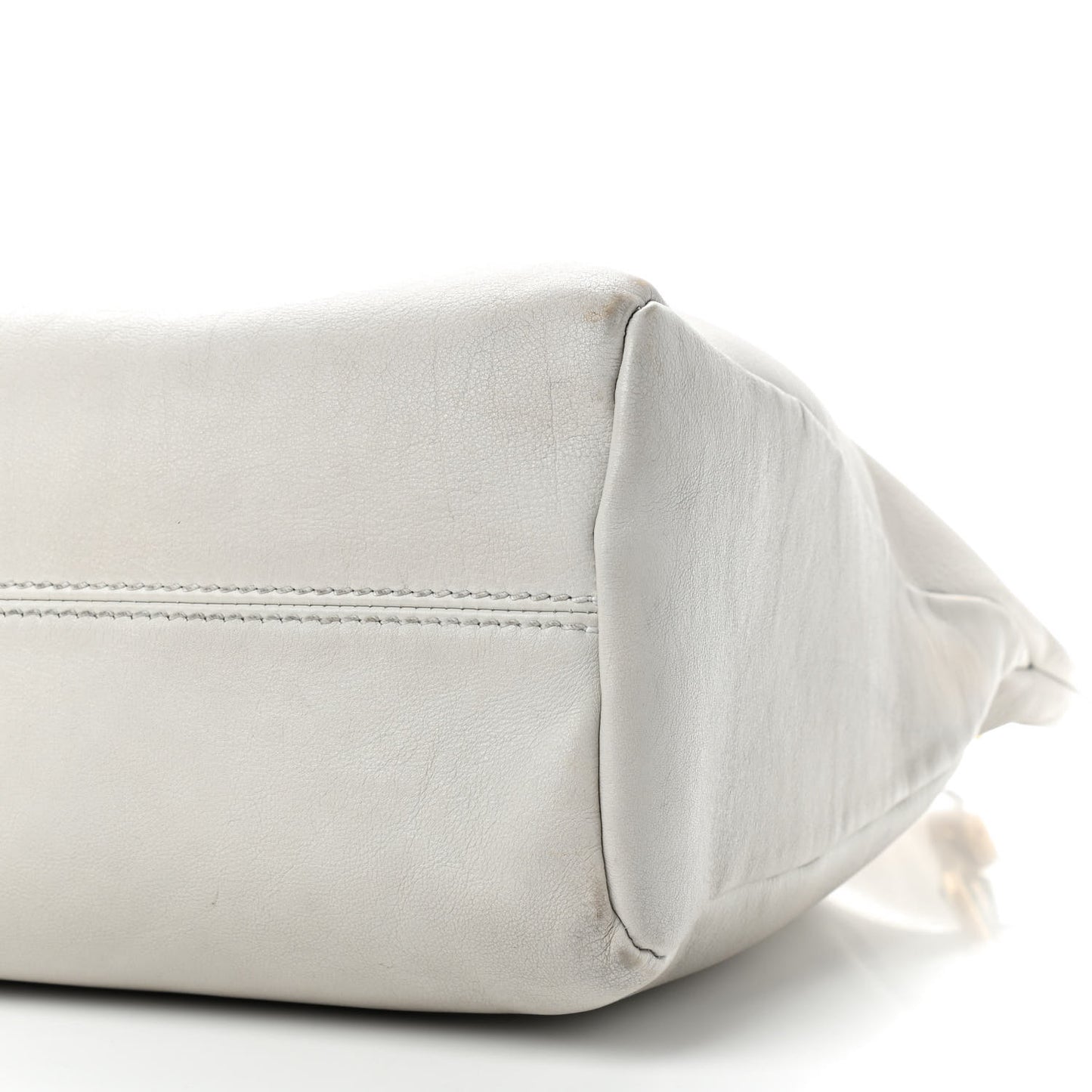 Calfskin Zipper Strap Hobo White