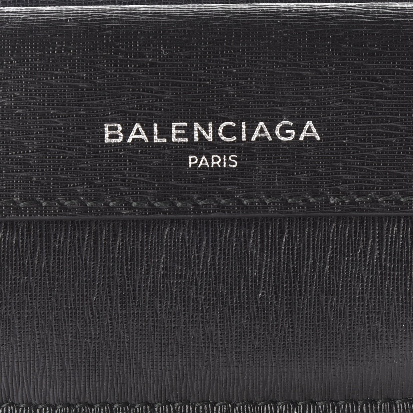 Striped Calfskin Logo Mini Wallet Black
