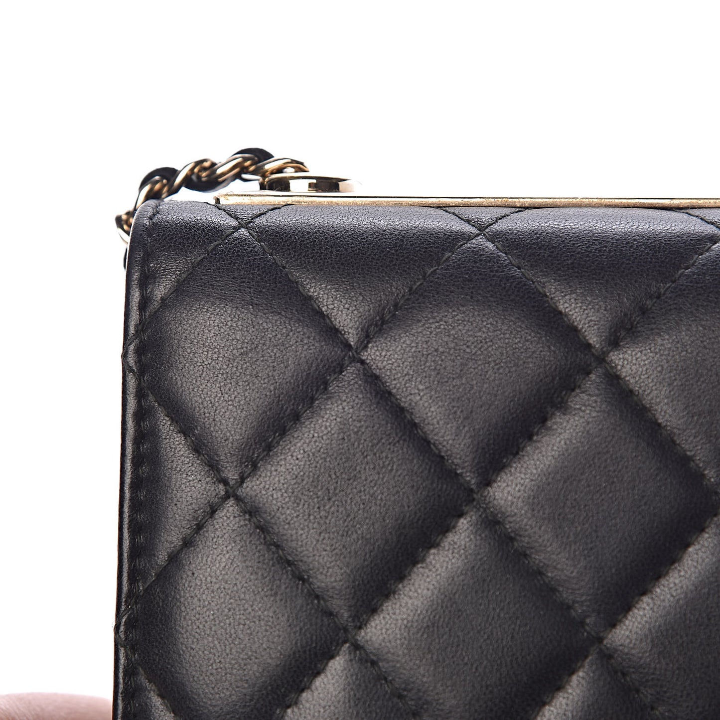 Lambskin Quilted Trendy CC Wallet On Chain WOC Black