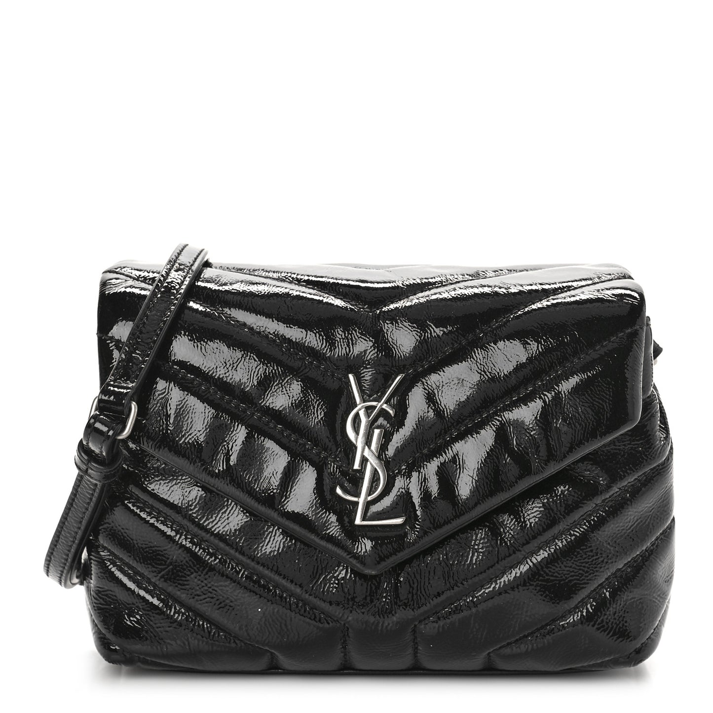 Patent Y Quilted Monogram Toy Loulou Crossbody Bag Black