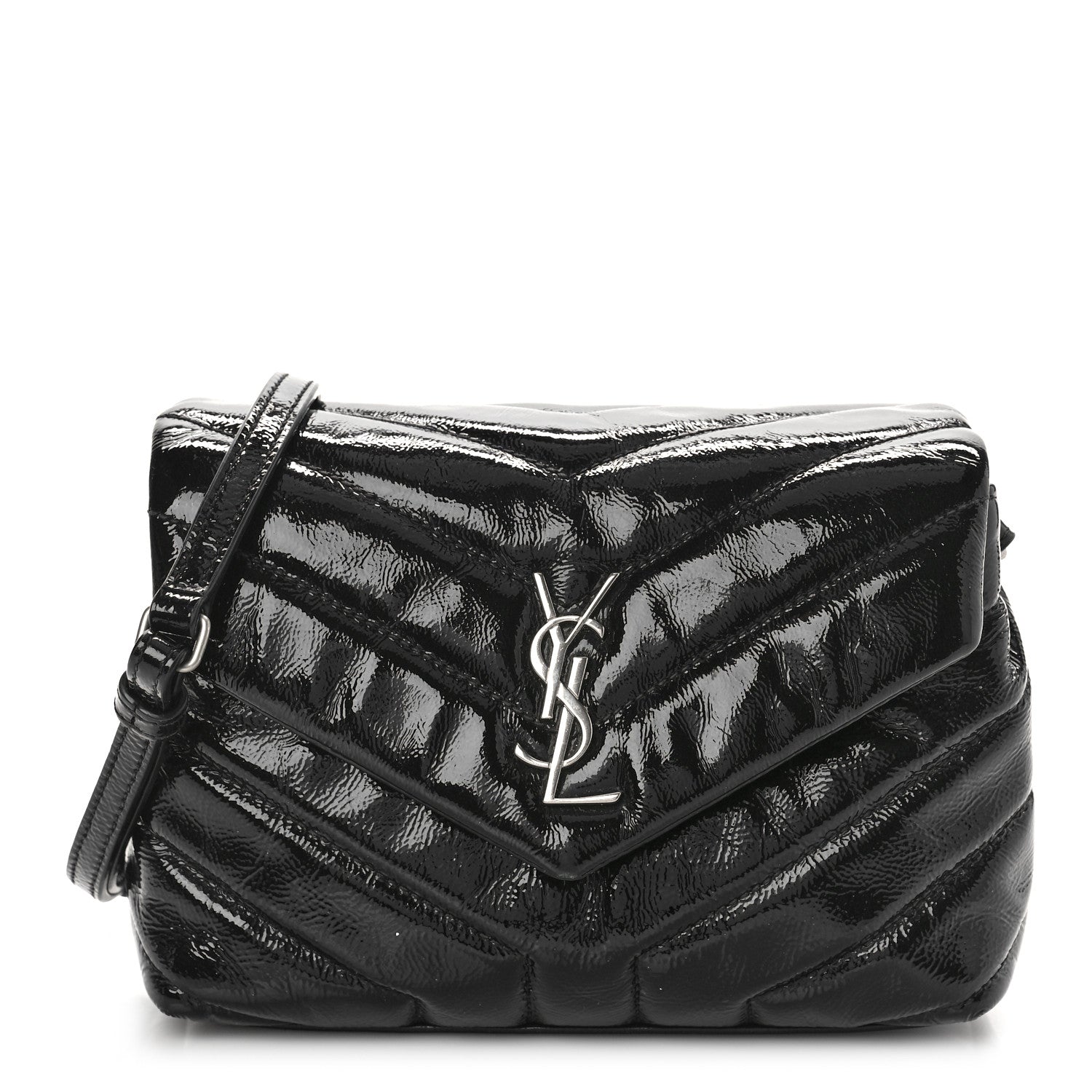 Saint Laurent Patent Y Quilted Monogram Toy Loulou Crossbody Bag Black 1 of 9