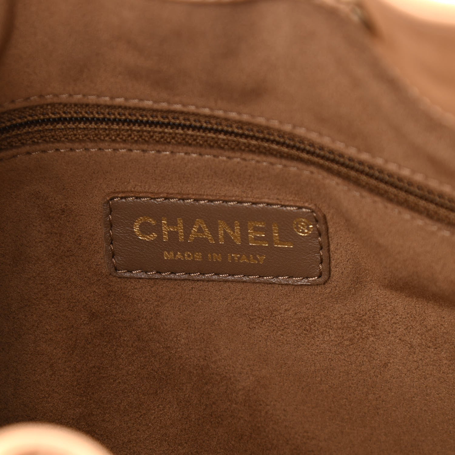 Chanel Calfskin Stitched Medium Drawstring CC Bag Beige 6 of 10