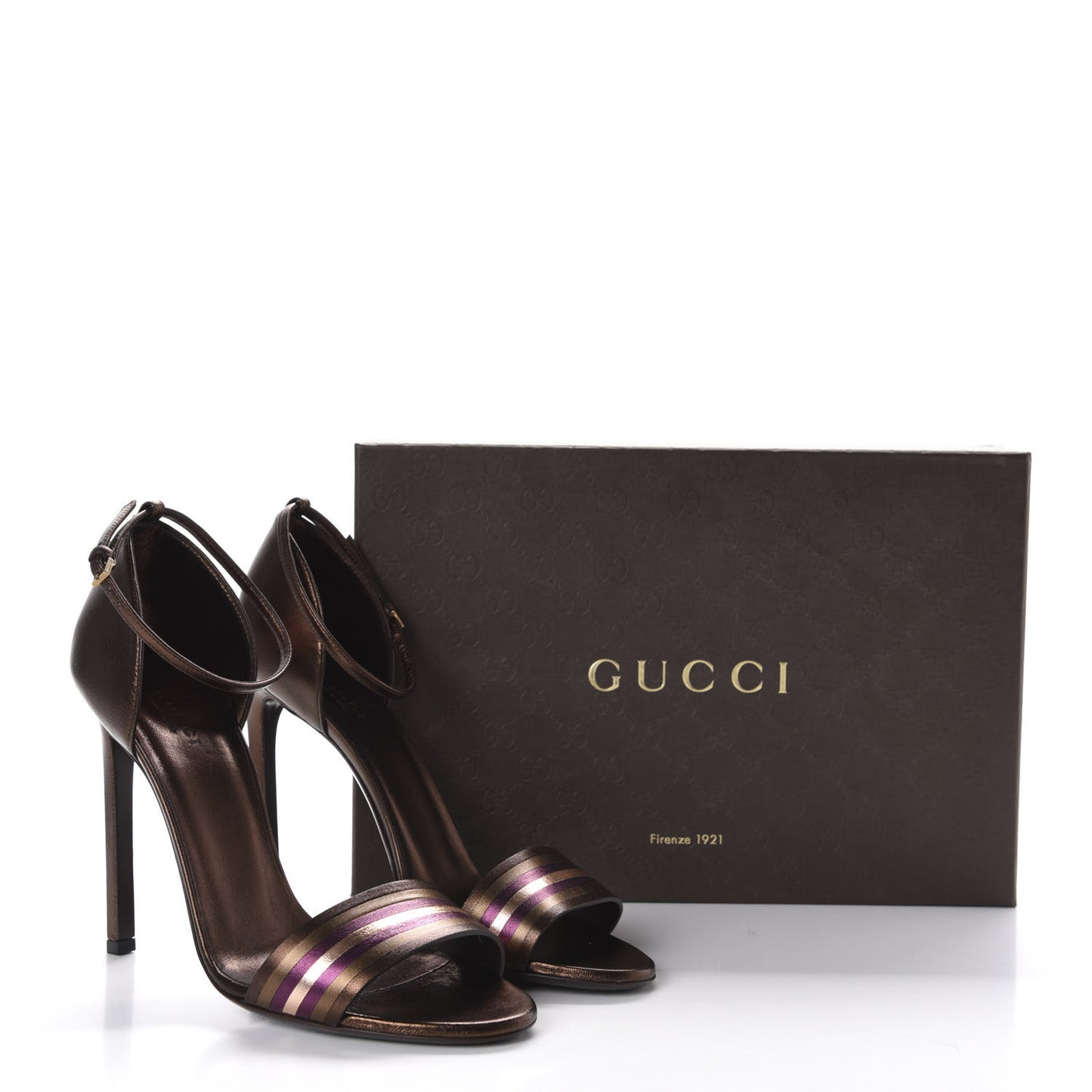 Metallic Calfskin Sandals 39.5 Bronze