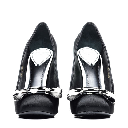 Louis Vuitton Satin Patent Kusama Infinity Dots Pumps 38 Black White 2 of 10