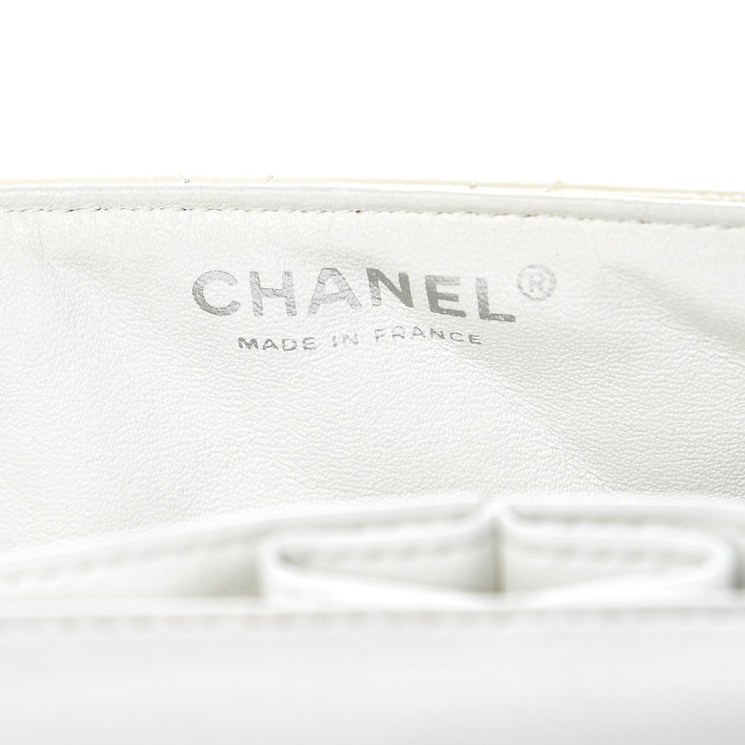 Chanel Distressed Patent Calfskin Quilted East West Flap Clutch Ivory 6 of 13