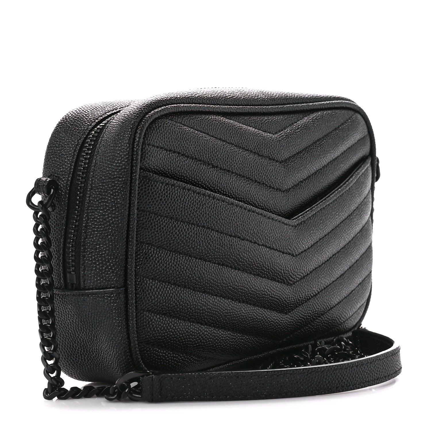 Saint Laurent Grain De Poudre Matelasse Monochrome Monogram Mini Lou Camera Bag Black 3 of 10