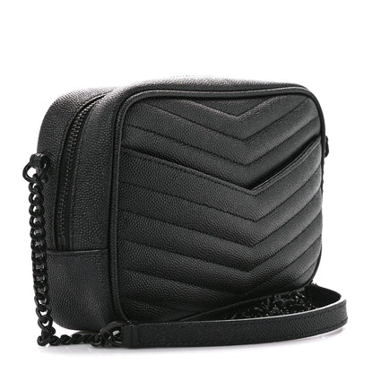 Saint Laurent Grain De Poudre Matelasse Monochrome Monogram Mini Lou Camera Bag Black 3 of 10