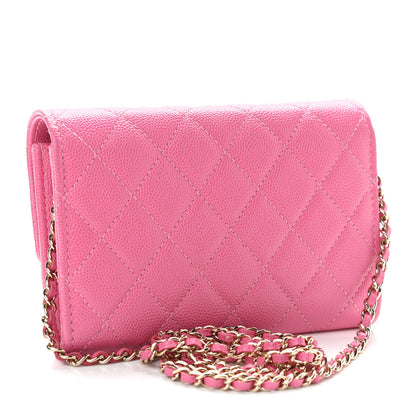 Chanel Caviar Quilted Flap Mini Wallet On Chain WOC Pink 2 of 11