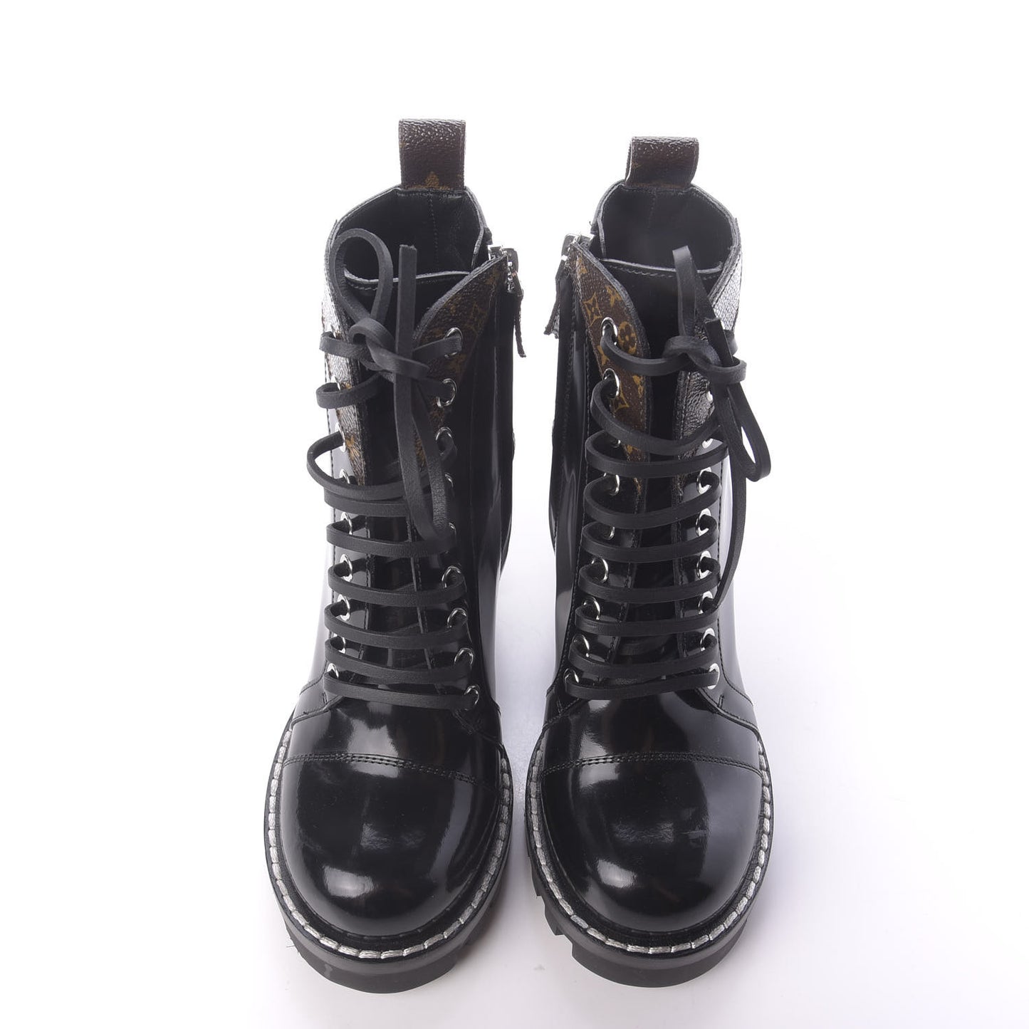 Patent Calfskin Monogram Star Trail Ankle Boots 37.5 Black