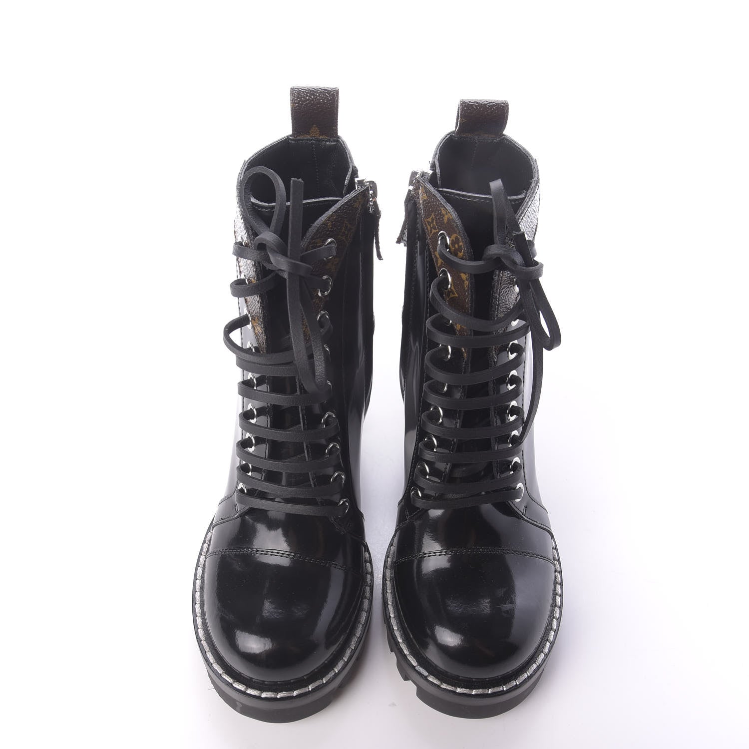 Louis Vuitton Patent Calfskin Monogram Star Trail Ankle Boots 37.5 Black 6 of 9