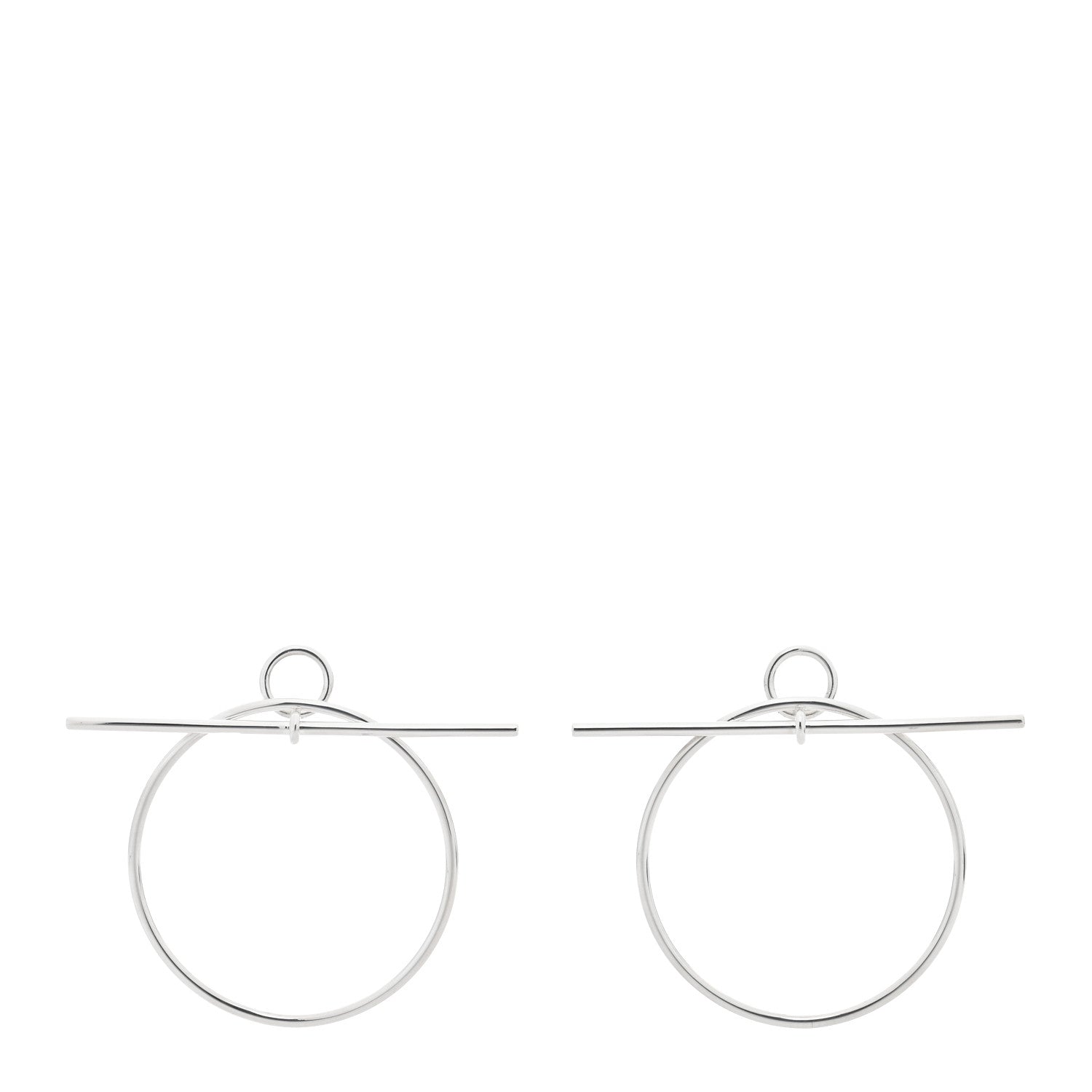 Hermes Sterling Silver MM Loop Earrings 1 of 5