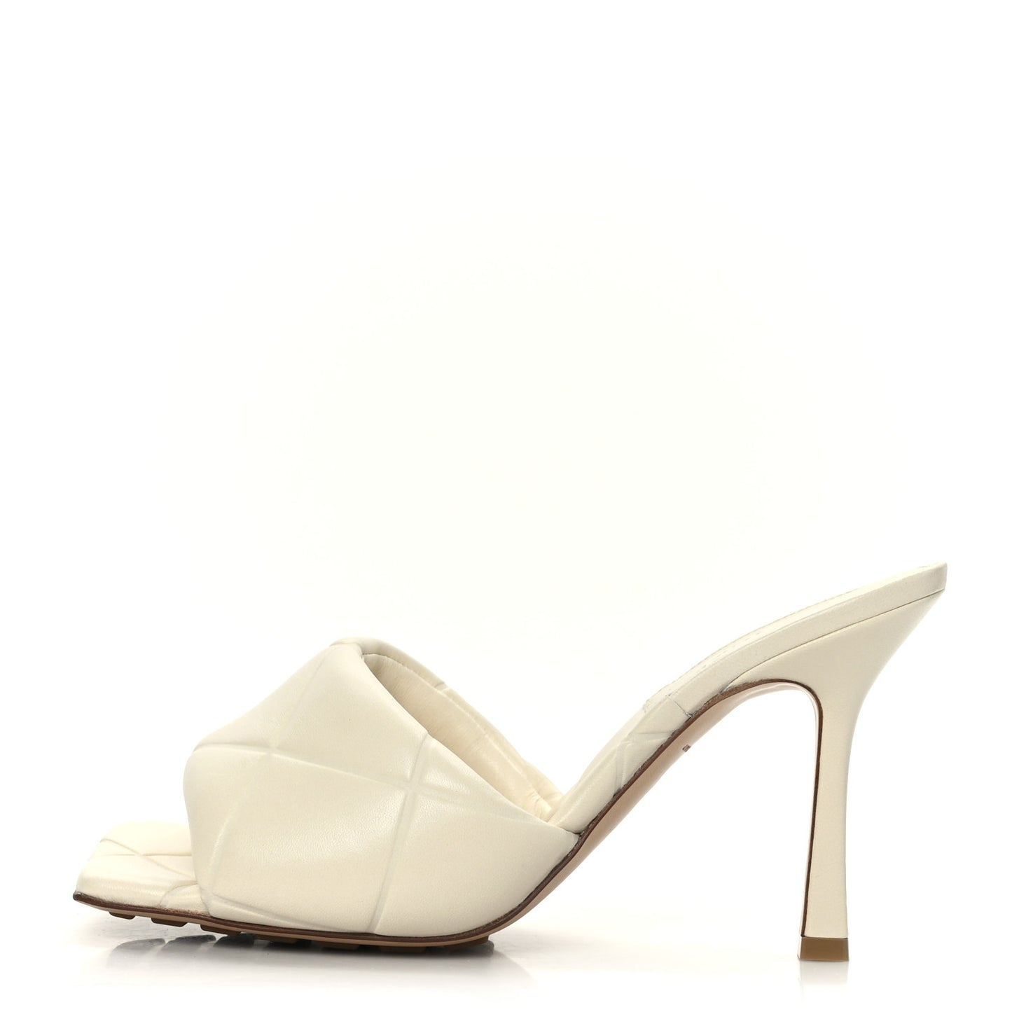 Nappa Quilted Rubber Lido Mule Sandals 39 Sea Salt