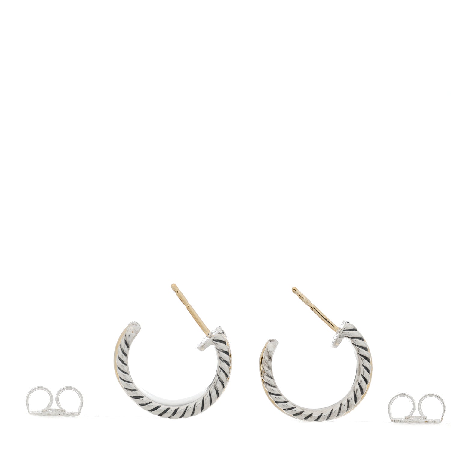 David Yurman Sterling Silver 14K Yellow Gold 16mm Cable Classics Hoop Earrings 3 of 4