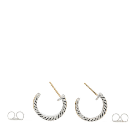 David Yurman Sterling Silver 14K Yellow Gold 16mm Cable Classics Hoop Earrings 3 of 4