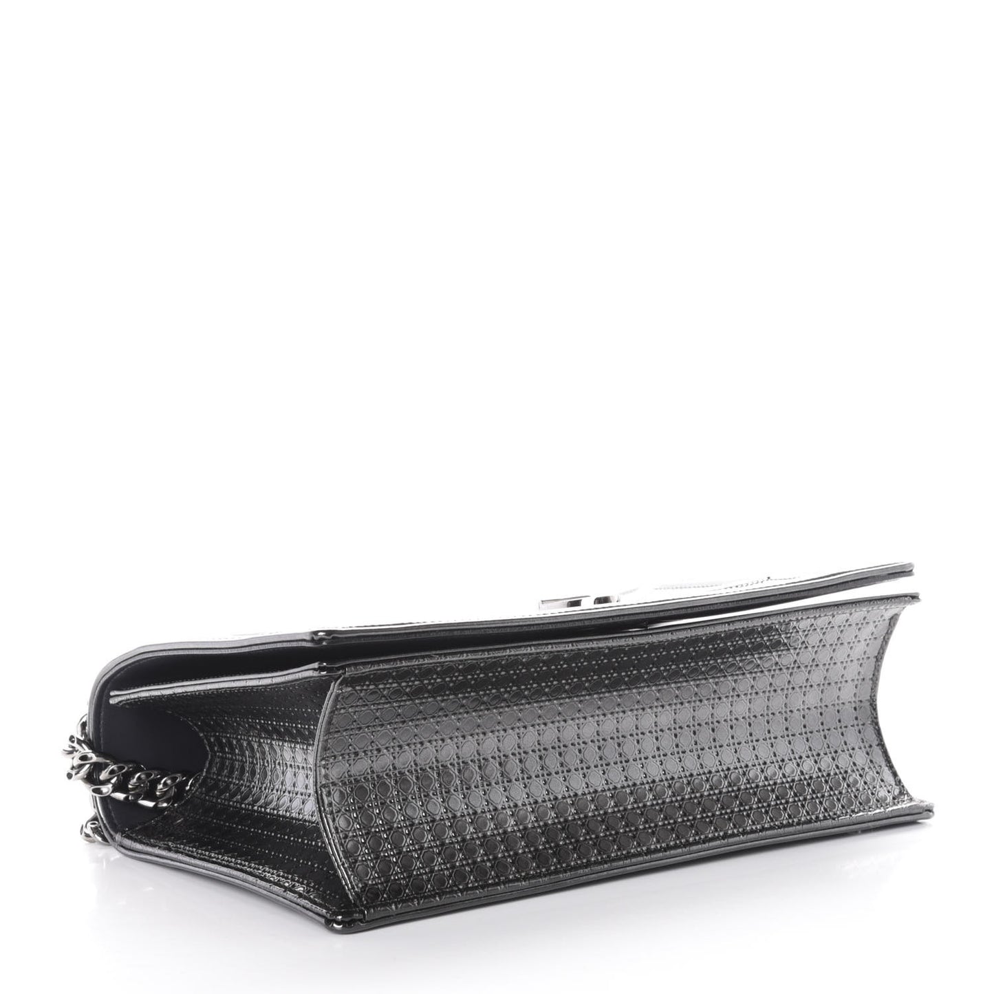 Metallic Patent Micro-Cannage Medium Diorama Flap Bag Silver