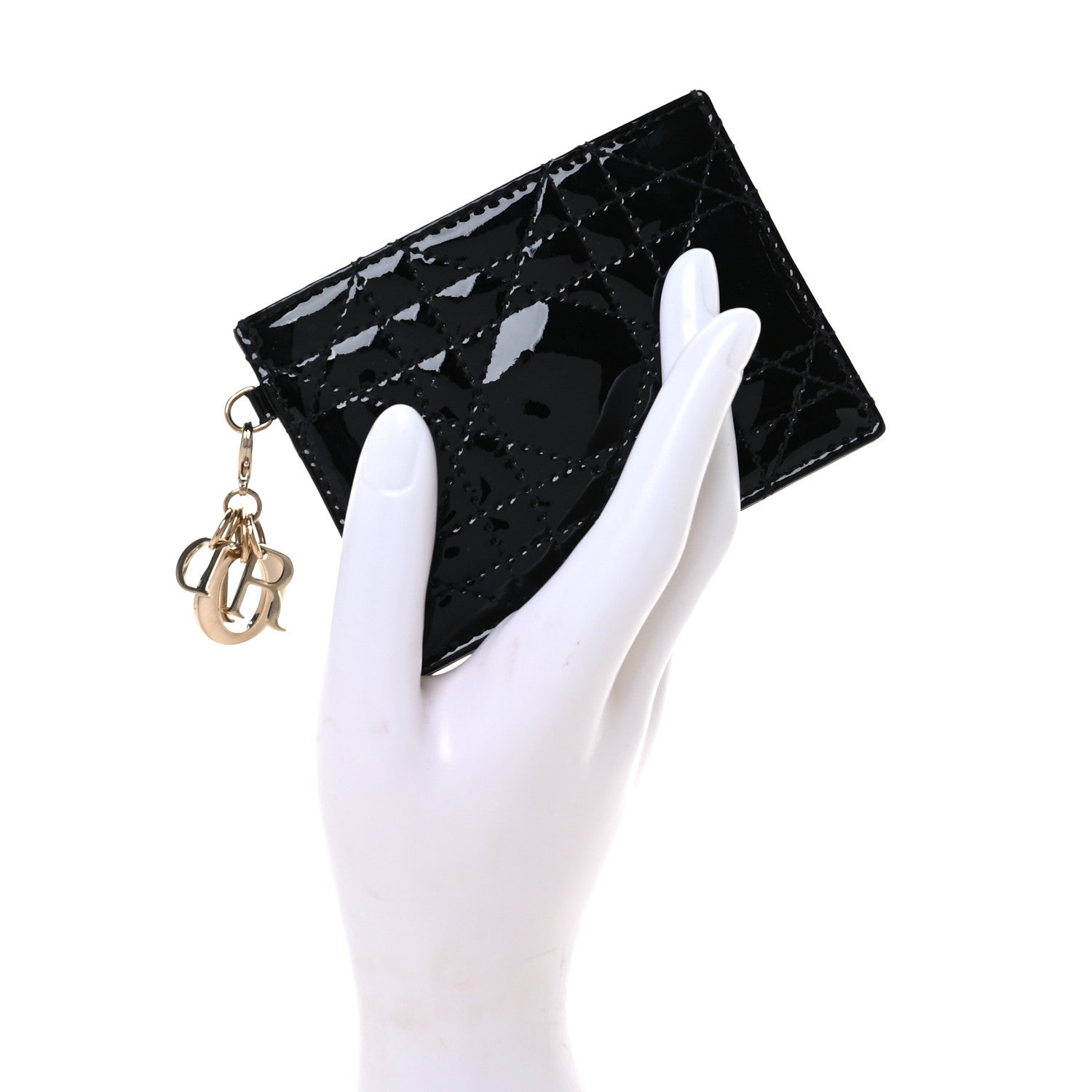 Christian Dior Patent Cannage Lady Dior Card Holder Black 2 of 8
