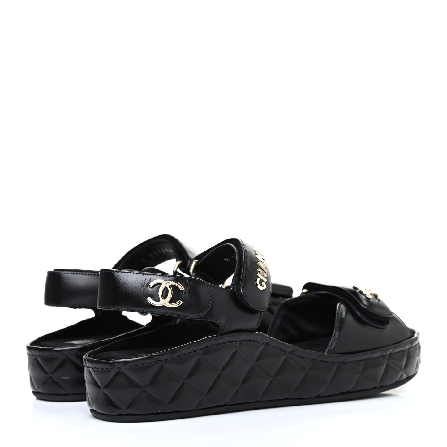 Shiny Calfskin Logo Platform Sandals 39 Black