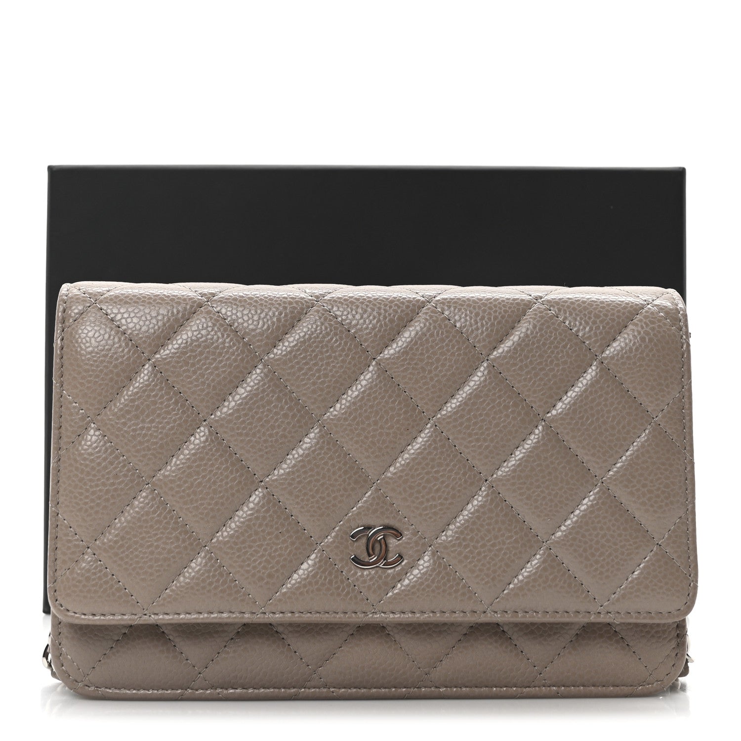 Chanel Caviar Quilted Wallet on Chain WOC Dark Beige 11 of 11