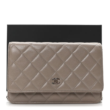 Chanel Caviar Quilted Wallet on Chain WOC Dark Beige 11 of 11