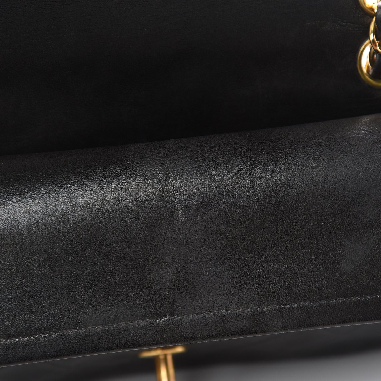 Lambskin Quilted Small Double Flap Black