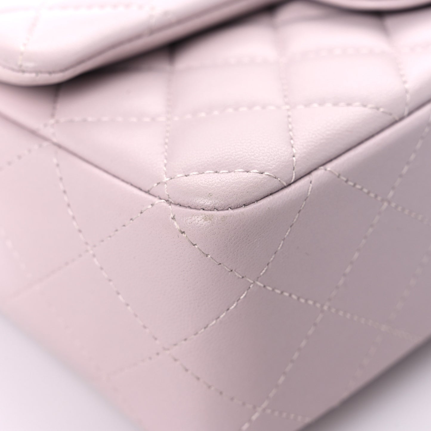 Lambskin Quilted Mini Rectangular Flap Light Purple