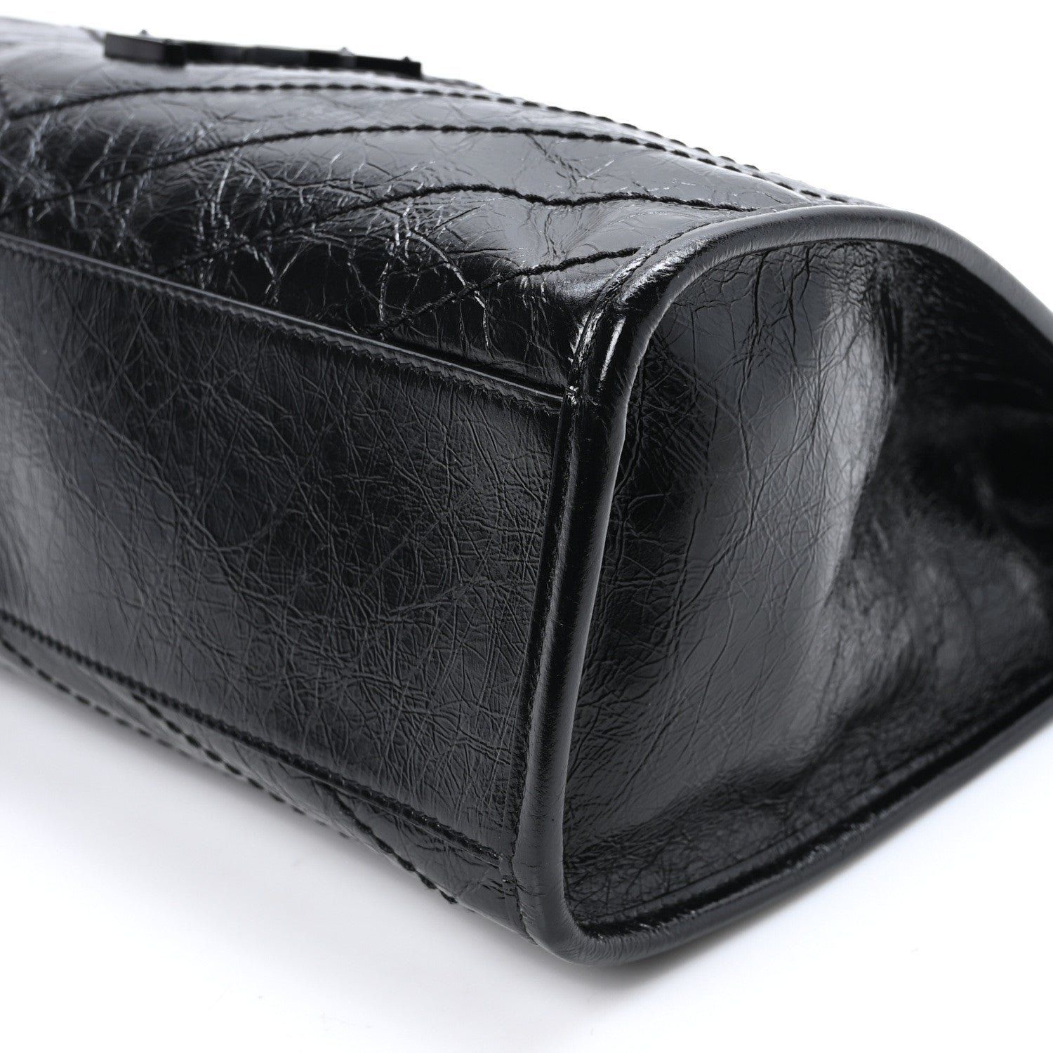 Saint Laurent Crinkled Calfskin Matelasse Monogram Medium Niki Shopper Tote Black 9 of 9