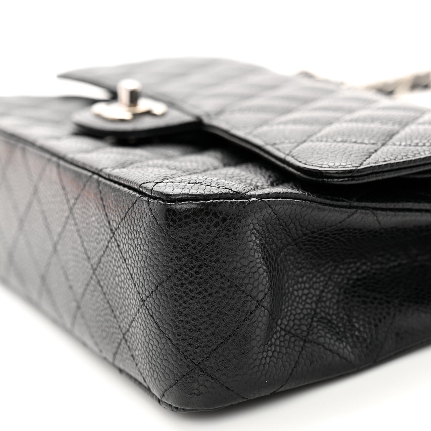 Caviar Quilted Medium Double Flap Black