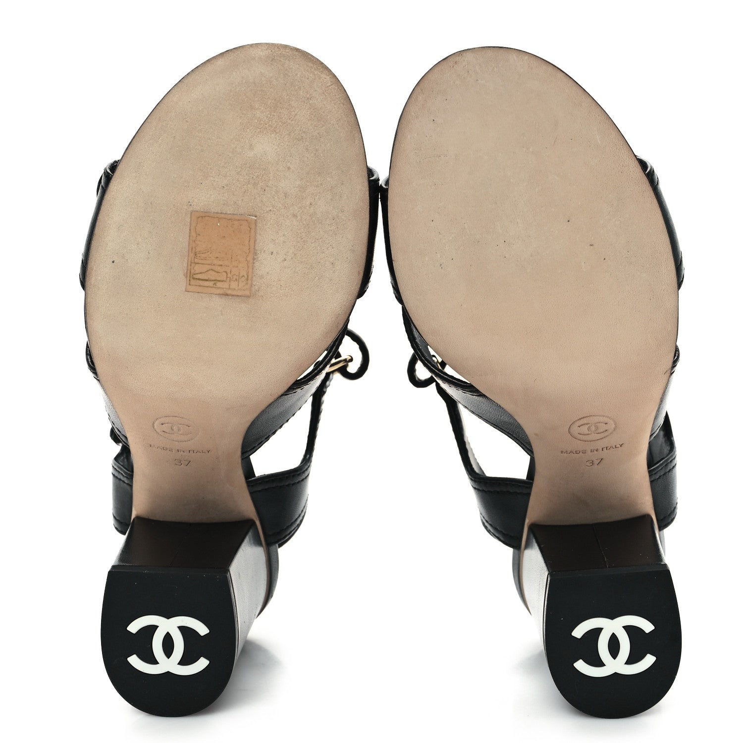 Chanel Lambskin CC Turnlock Sandals 37 Black 6 of 10