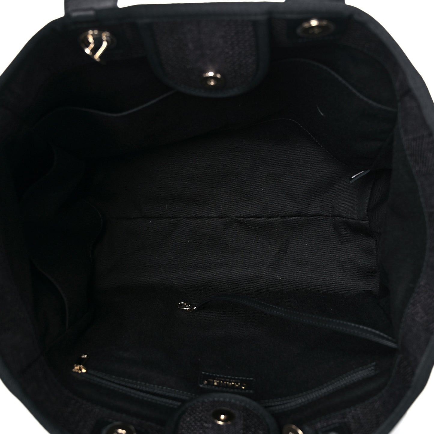Mixed Fibers Calfskin Striped Medium Deauville Tote Black