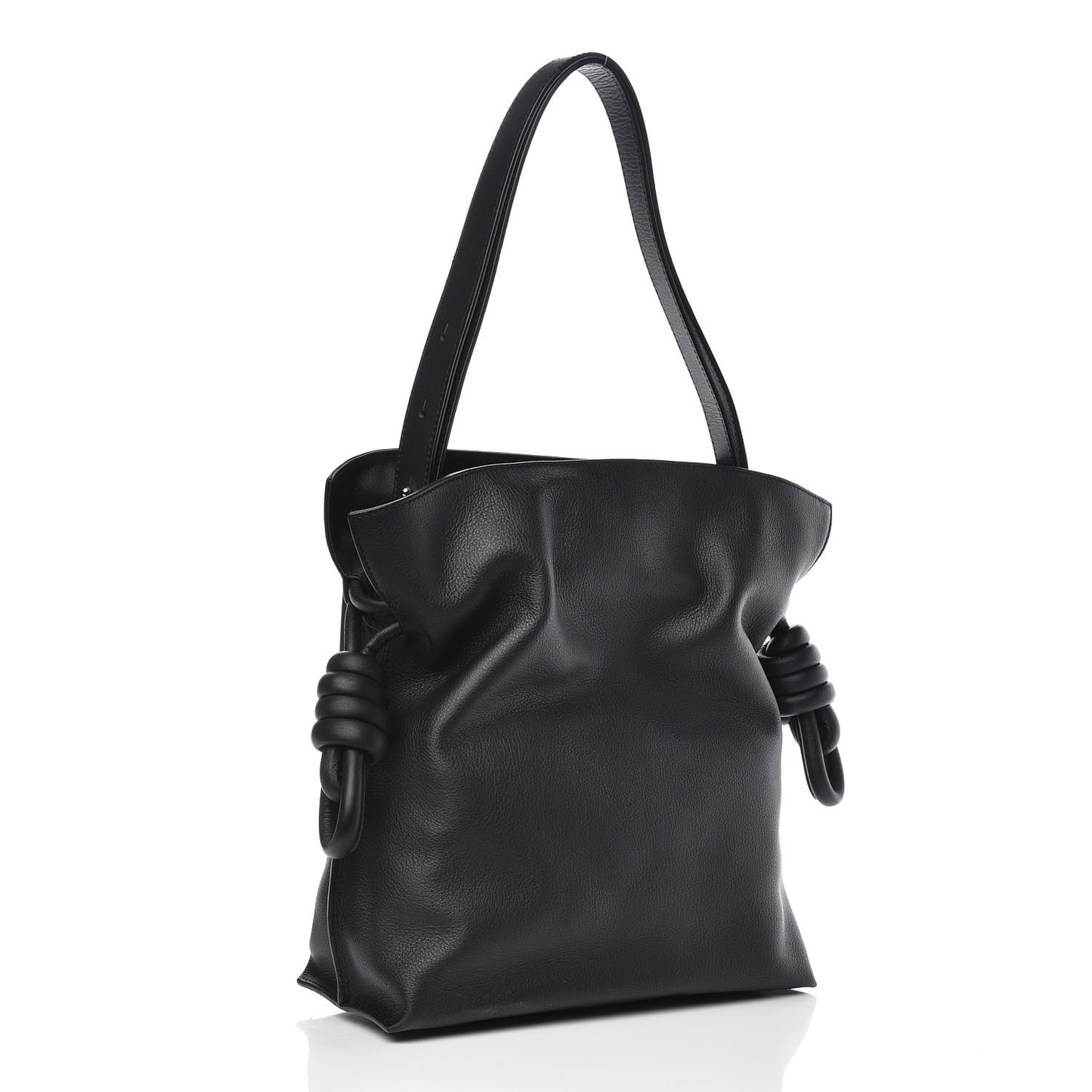 Calfskin Flamenco Knot Bag Black