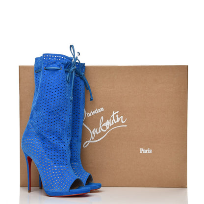 Christian Louboutin Perforated Nappa Suede Jennifer 120 Boots 36.5 Blue 7 of 7