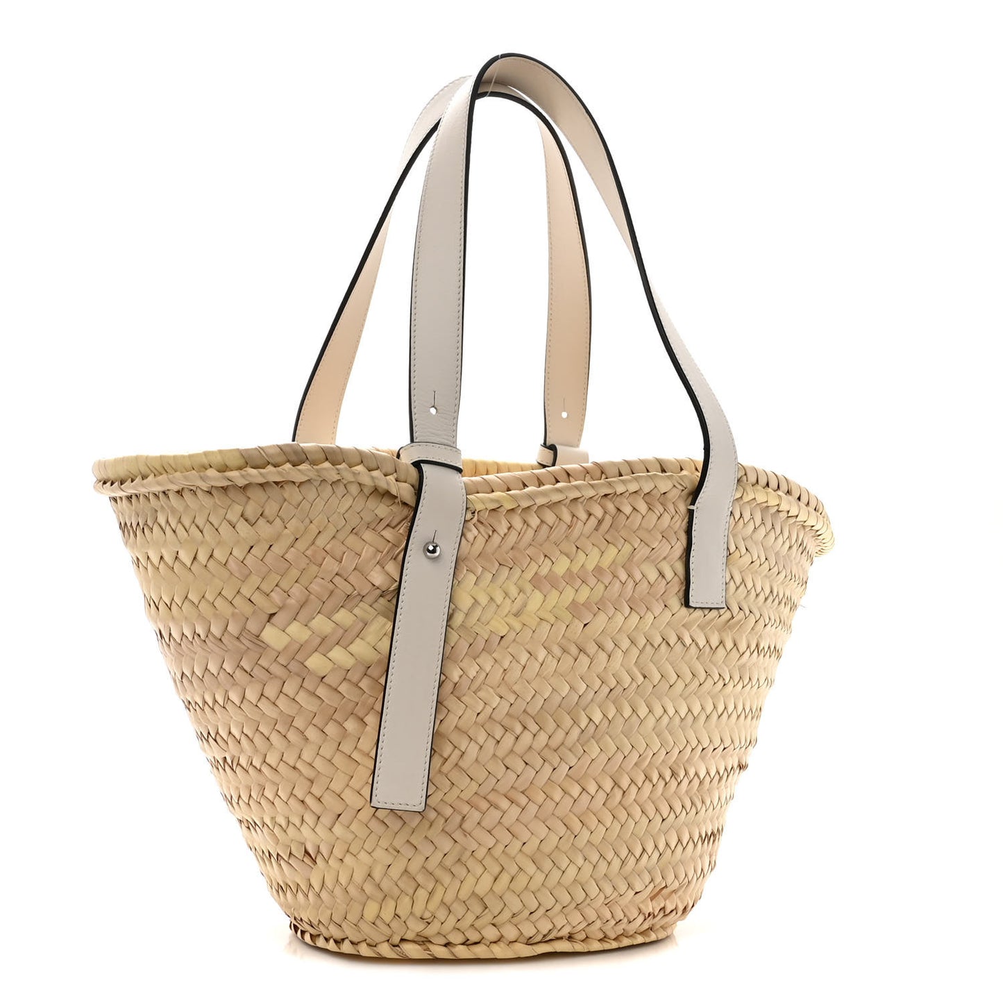 Raffia Small Basket Tote Bag Natural White
