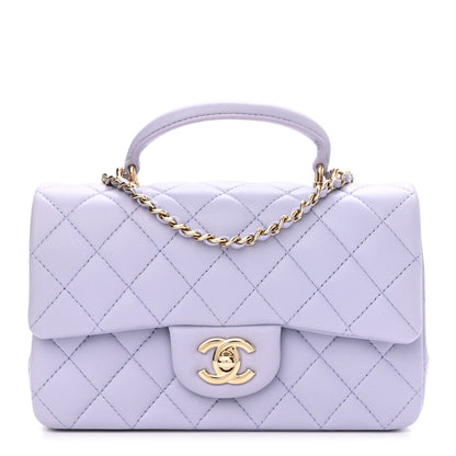 Chanel Lambskin Quilted Mini Top Handle Rectangular Flap Light Purple 1 of 10