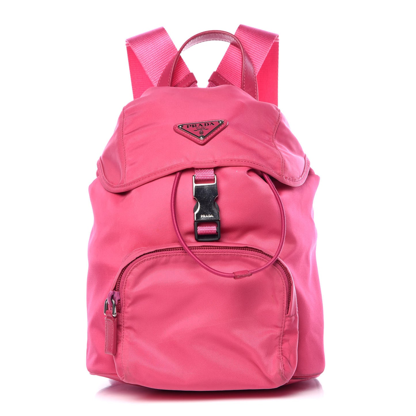 Tessuto Nylon Vela Saffiano Mini Single Snap Buckle Backpack Fuxia