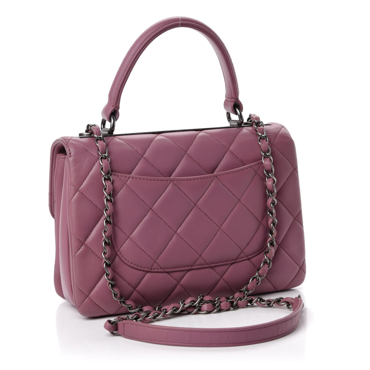 Lambskin Quilted Small Trendy CC Dual Handle Flap Bag Purple