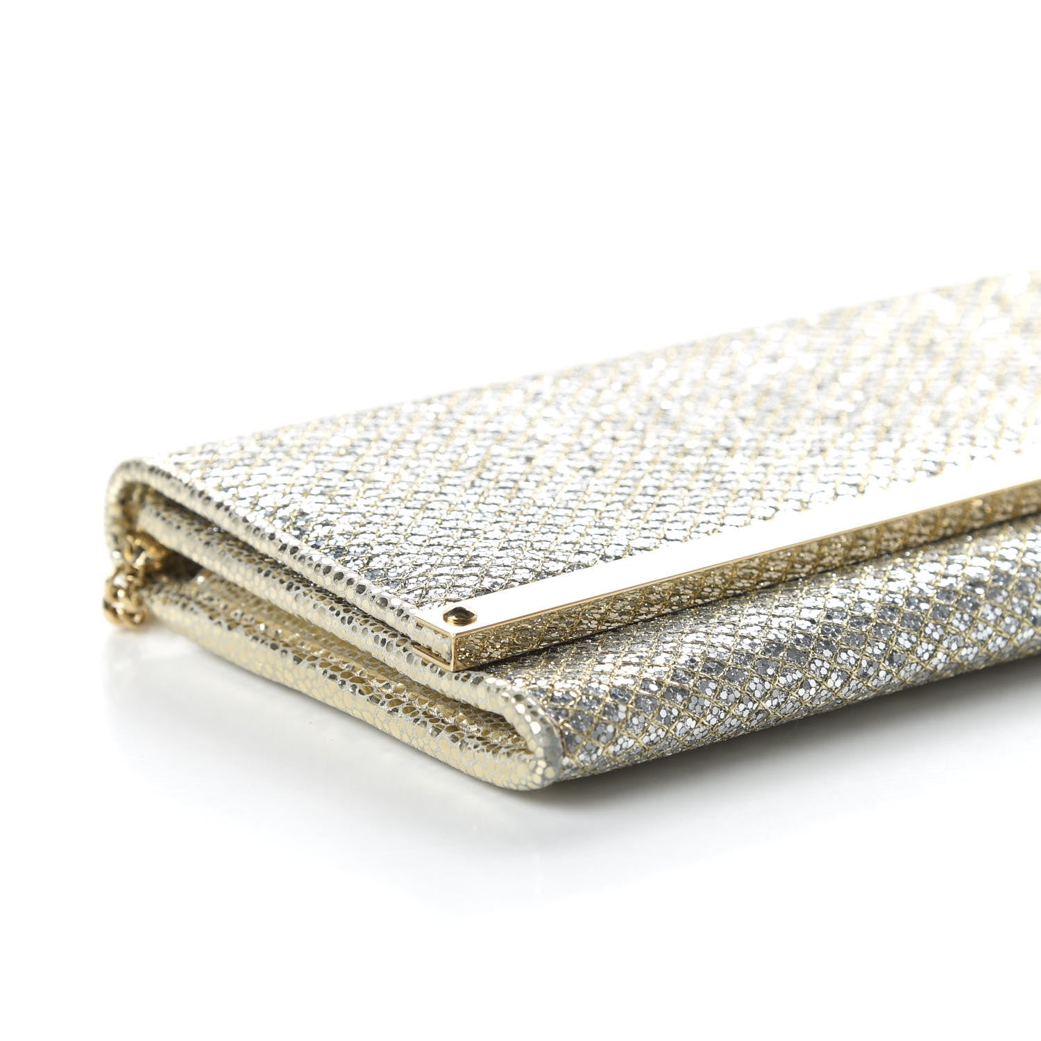 Jimmy Choo Lame Mila Glitter Wallet On Chain Champagne 6 of 9