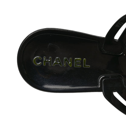 Chanel Jelly Camellia Thong Sandals 38 Black Ivory 7 of 9