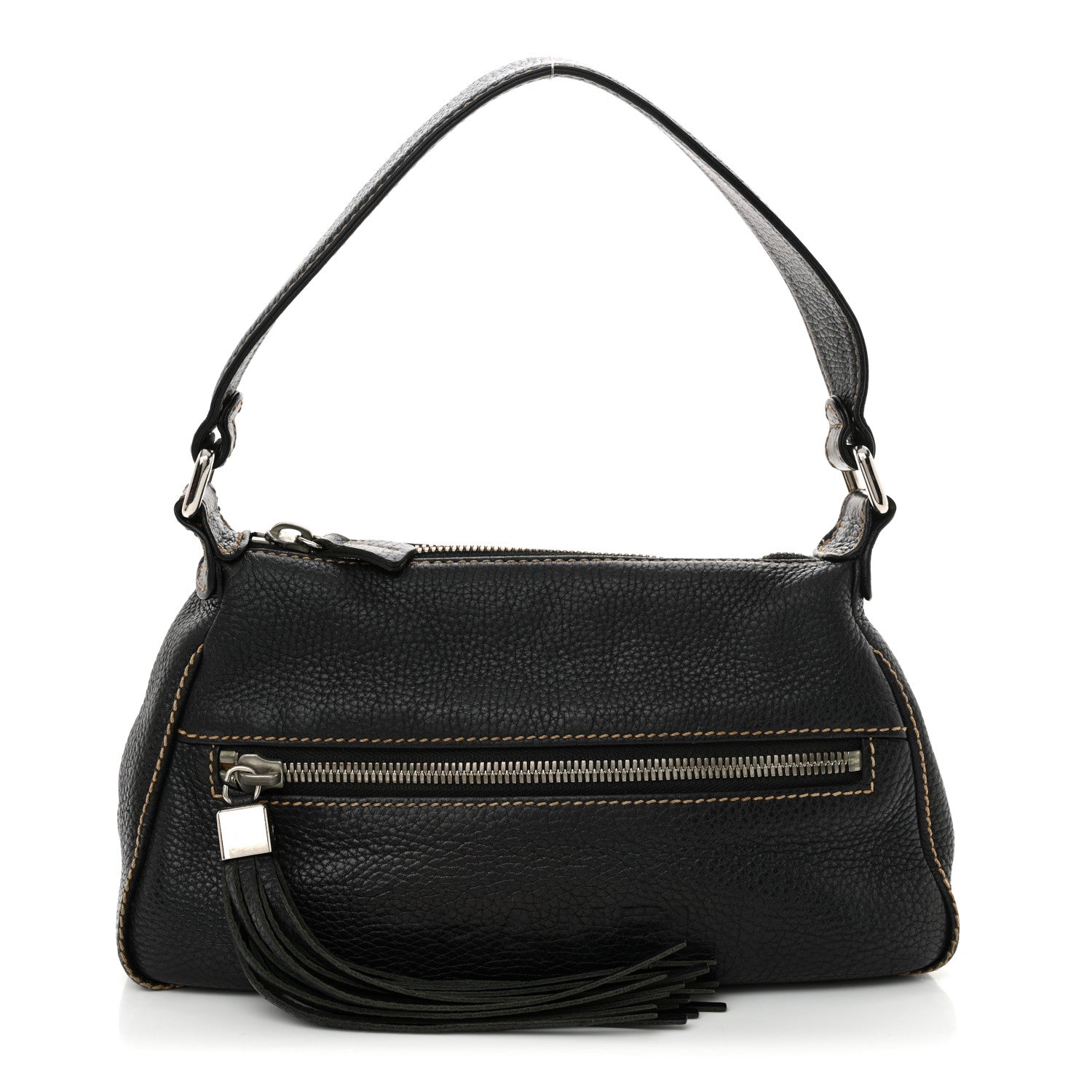 Chanel Grained Calfskin Tassel Shoulder Bag Black 1 of 13