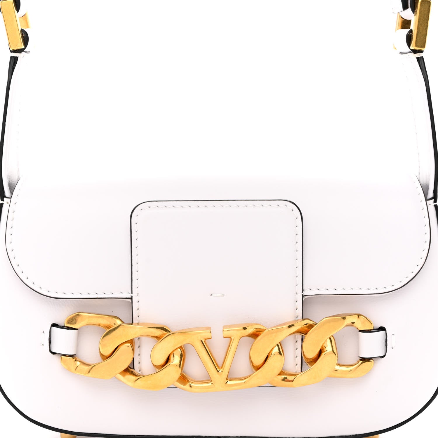 Valentino Garavani Calfskin Small Vlogo Chain Shoulder Bag Optic White 7 of 9