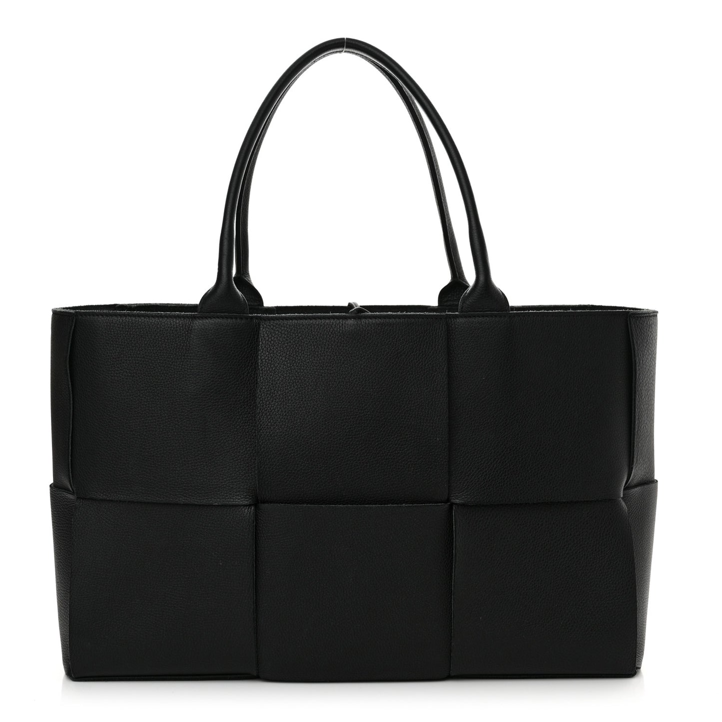 Grained Calfskin Maxi Intrecciato Arco Tote Black