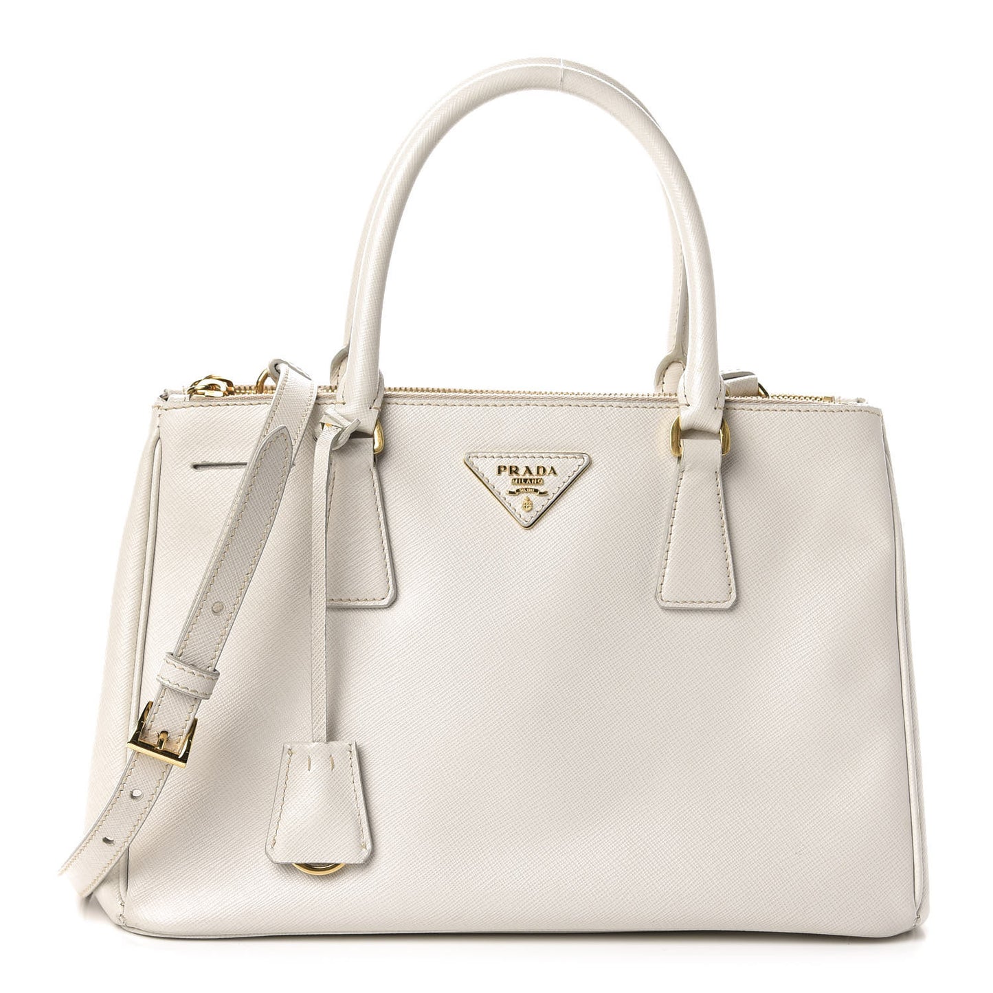 Saffiano Small Galleria Double Zip Tote Talco