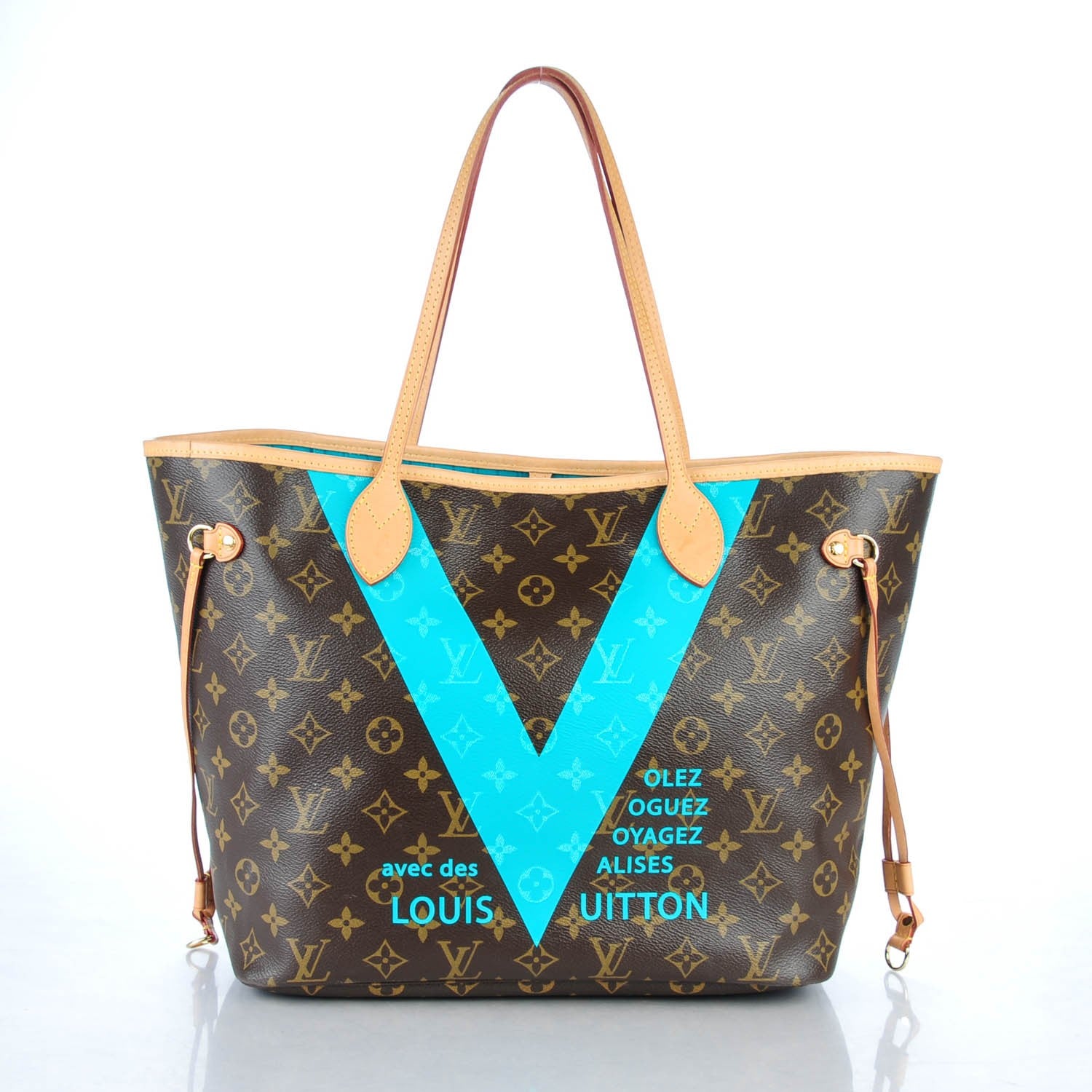 Louis Vuitton Monogram V Neverfull MM Turquoise 3 of 9
