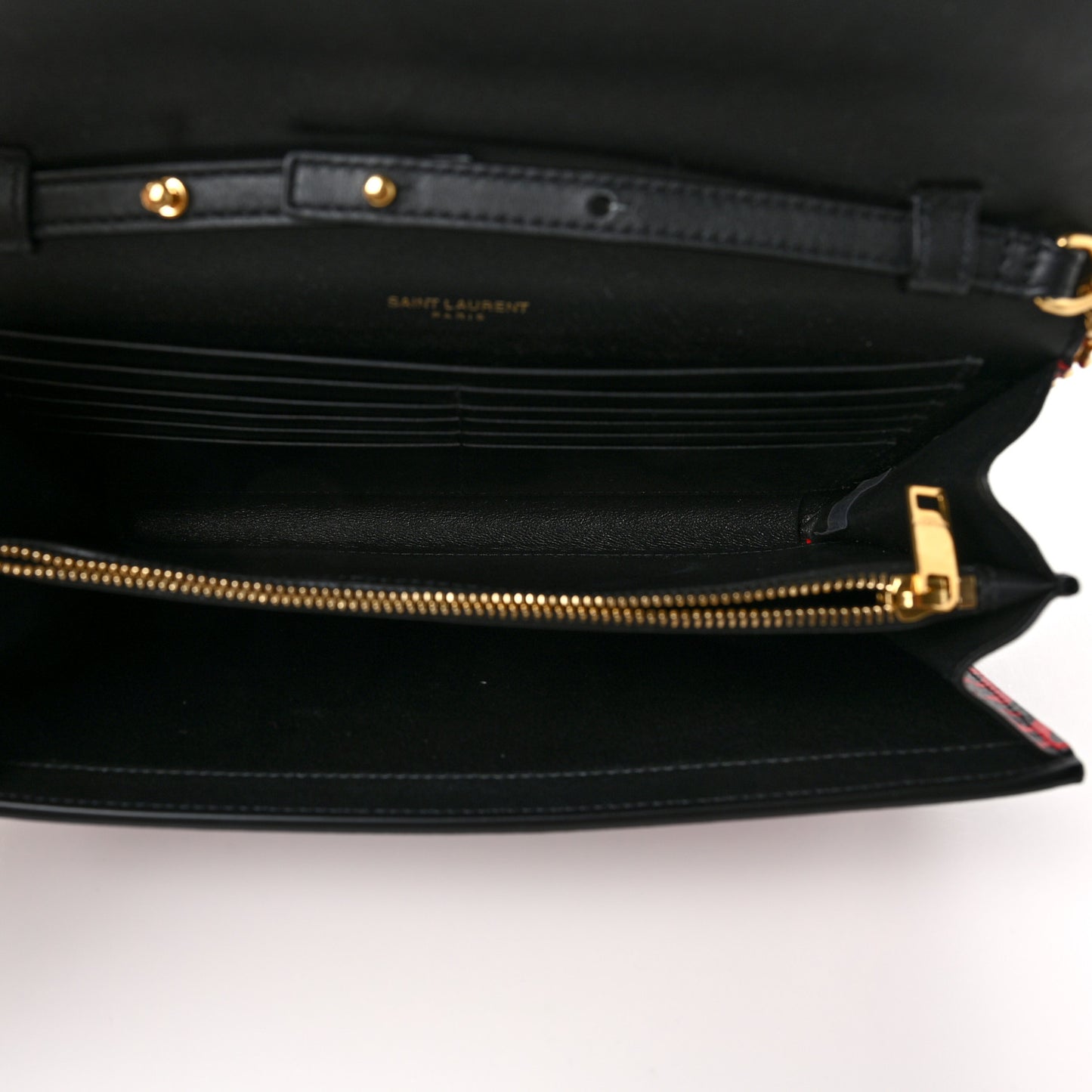 Leopard Print Monogram Chain Wallet Black Red