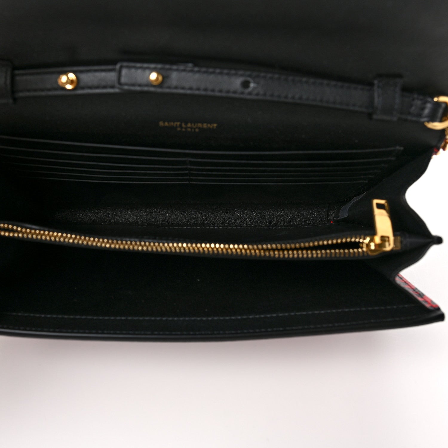 Saint Laurent Leopard Print Monogram Chain Wallet Black Red 5 of 10