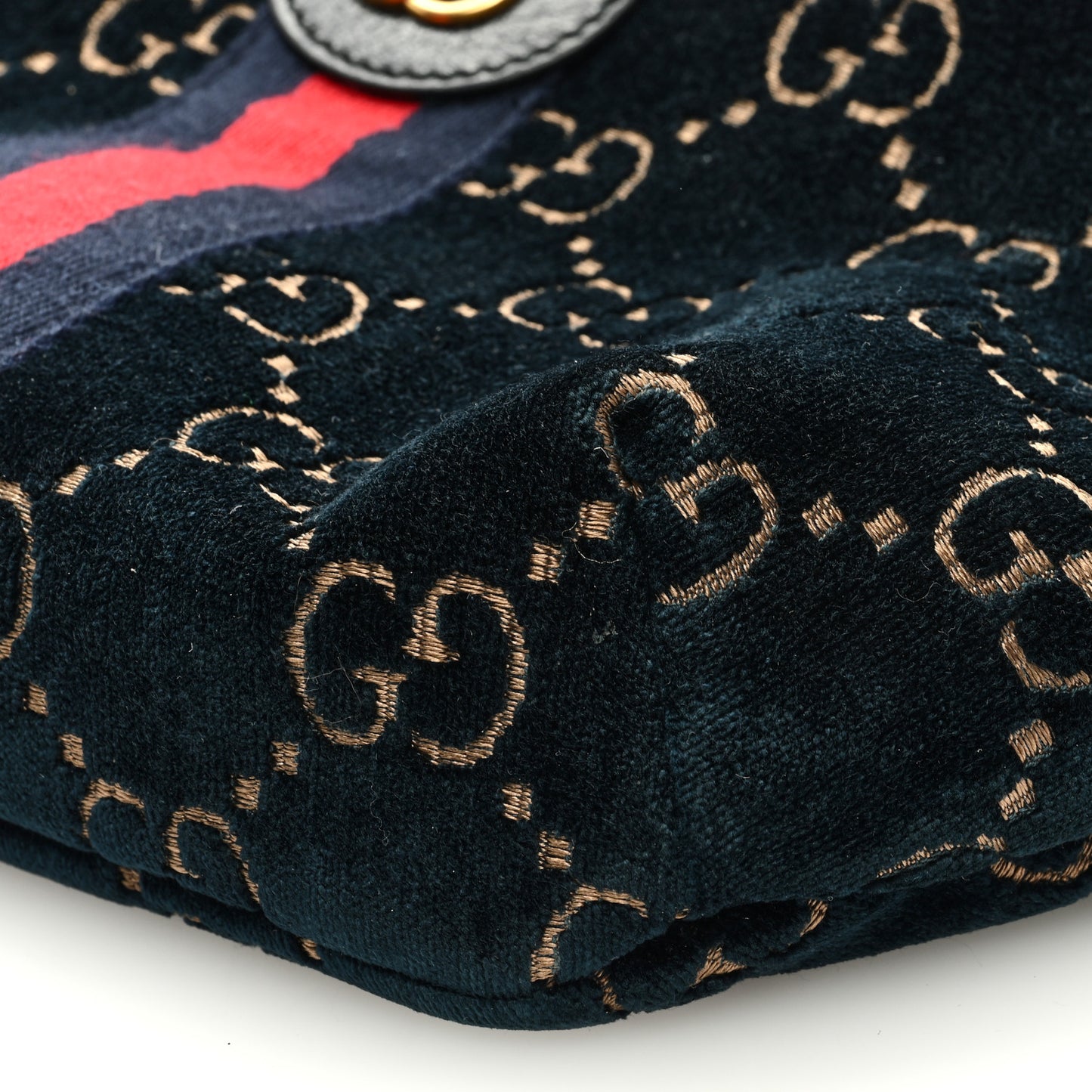Velvet GG Monogram Web Belt Bag Blue Beige